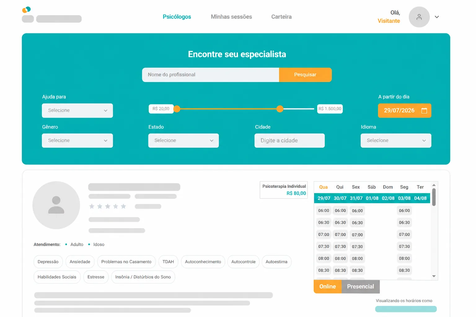Marketplace anonimizado de profissionais e pacientes
